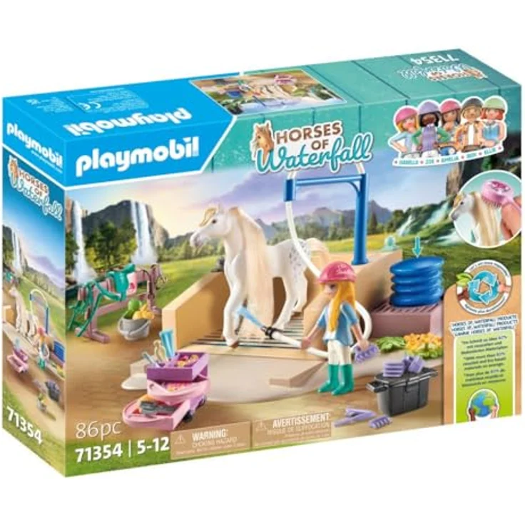 Playmobil® Konstruktions-Spielset Isabella & Lioness mit Waschplatz (71354), Horses of Waterfall, (86 St), teilweise aus recyceltem Material – Bild 3