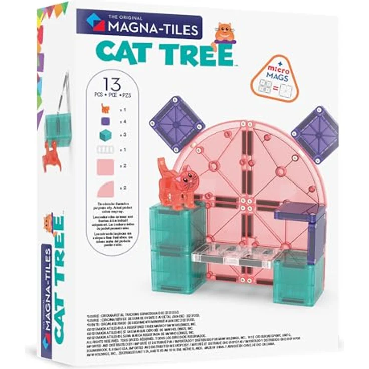 MAGNA-TILES® Katzenbaum 13-teiliges Magnetbauset mit Katzenfigur und Viertelkreis-Fliesen, kompatibel mit allen MAGNA-TILES Sets – Bild 2
