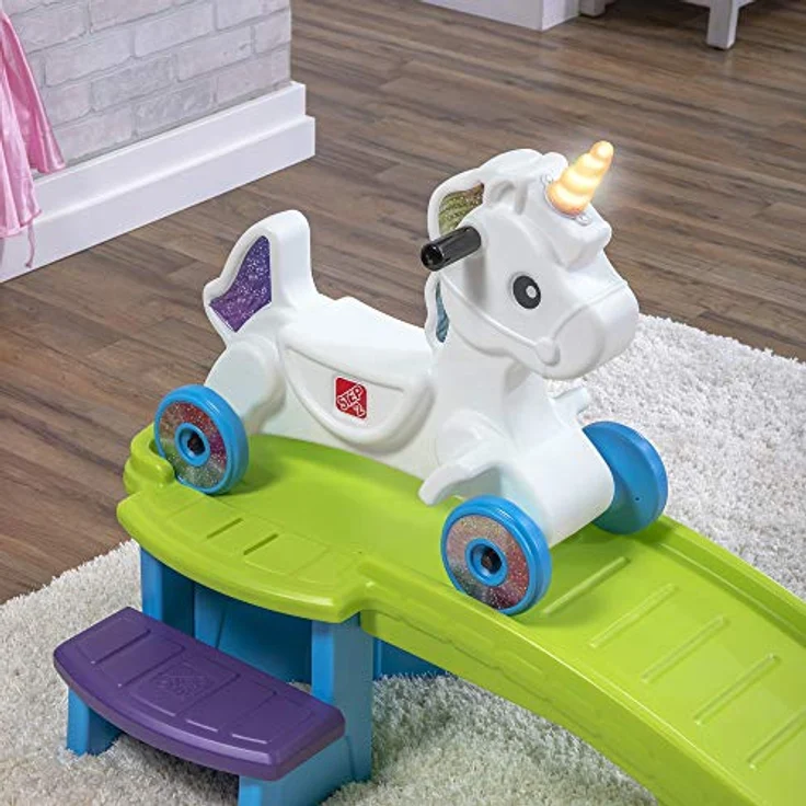 Step2 Unicorn Up & Down Roller Coaster Kinderachterbahn | Kinder Achterbahn mit Einhorn Fahrzeug für den Garten oder Indoor | Kinderspielzeug mit Auto. – Bild 4