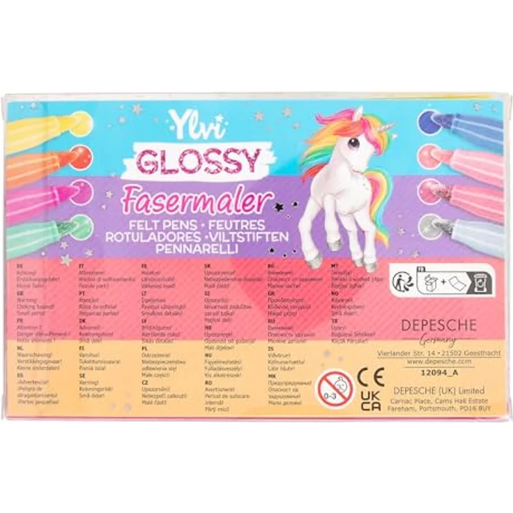 Depesche Ylvi Filzstifte Set Glossy, 12er Pack mit glänzenden Farben für kreative Projekte – Bild 4
