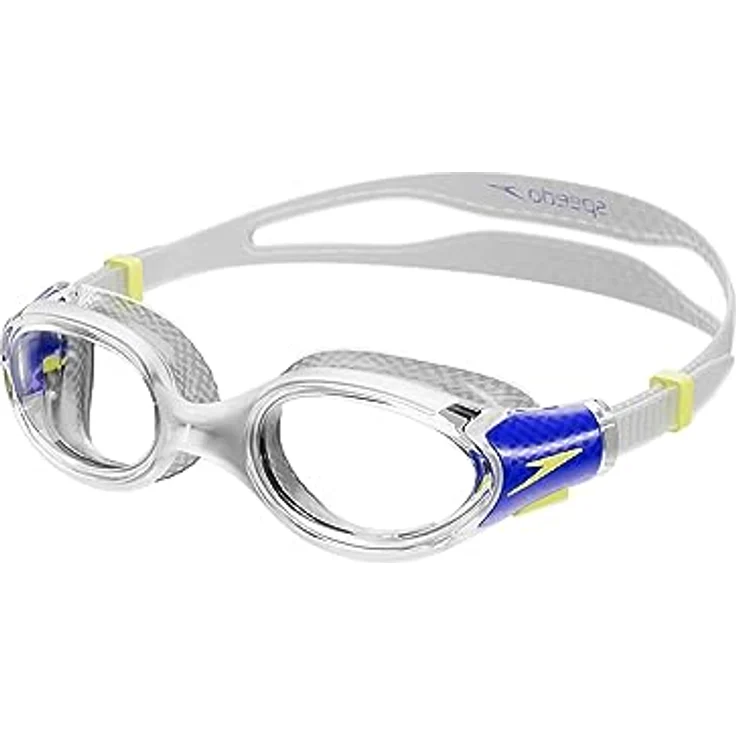 Speedo Unisex Kinder Biofuse 2.0 Schwimmbrille, Transparent/Echtes Kobaltblau/Zitronenniesel, One Size – Bild 1