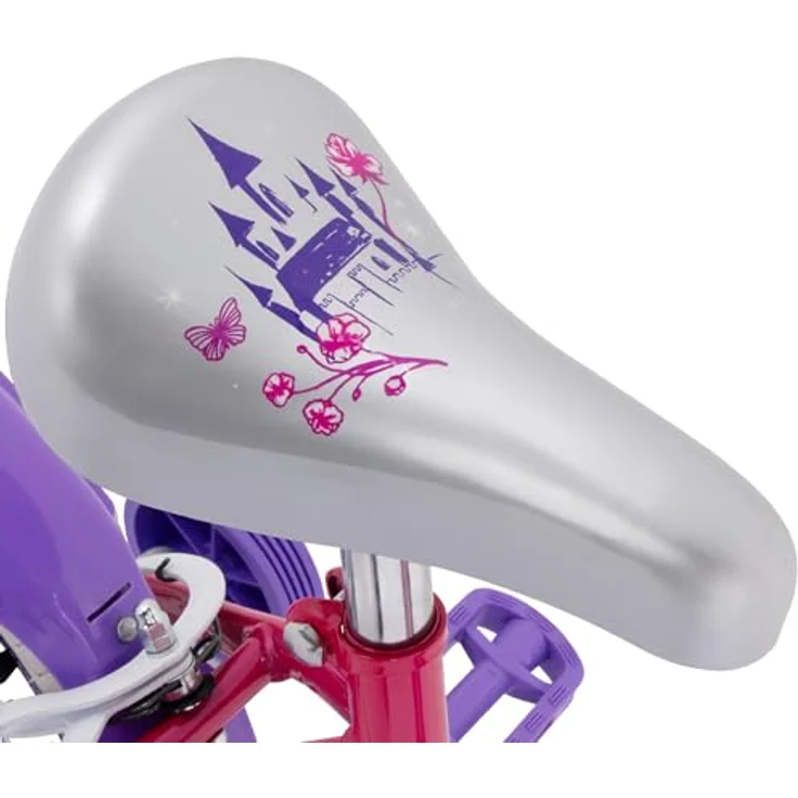 Huffy Disney Prinzessin 14 Zoll Mädchen Fahrrad, rosa, mit Stützrädern und verstellbarem Sitz für Alter 4-6 Jahre, Design mit Rapunzel und Cinderella – Bild 4