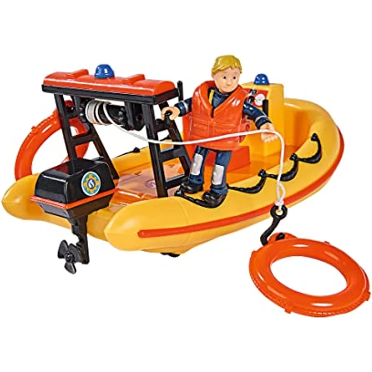 Simba Feuerwehrmann Sam Neptune, Such- und Rettungsboot mit Penny Actionfigur, mechanische Winde, schwimmfähig, 20 cm, ab 3 Jahren – Bild 3