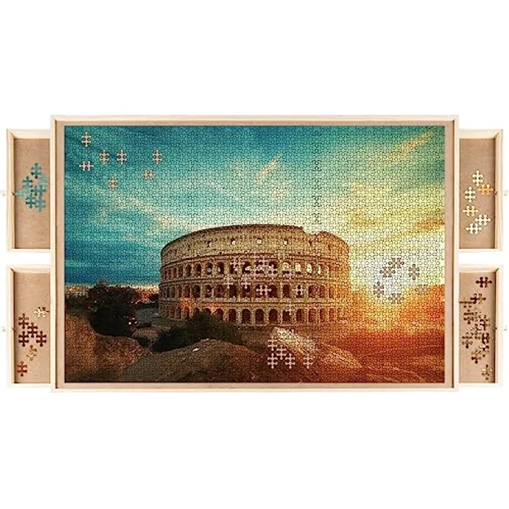 MT MALATEC Puzzletisch mit Schubladen 89x69cm Puzzleunterlage Puzzlematte max. 1500 Teile 21650 – Bild 1