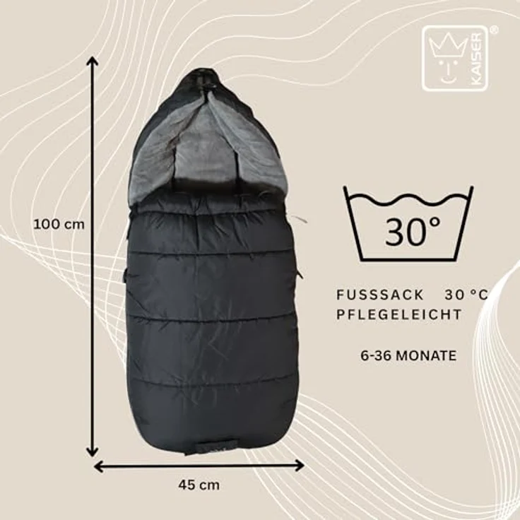 Kaiser Fußsack Akiko Thermo Kinderwagenfußsack, universal einsetzbar für alle Gurtsysteme, 100 x 45 cm, Pflegeleicht, für 6-36 Monate – Bild 2