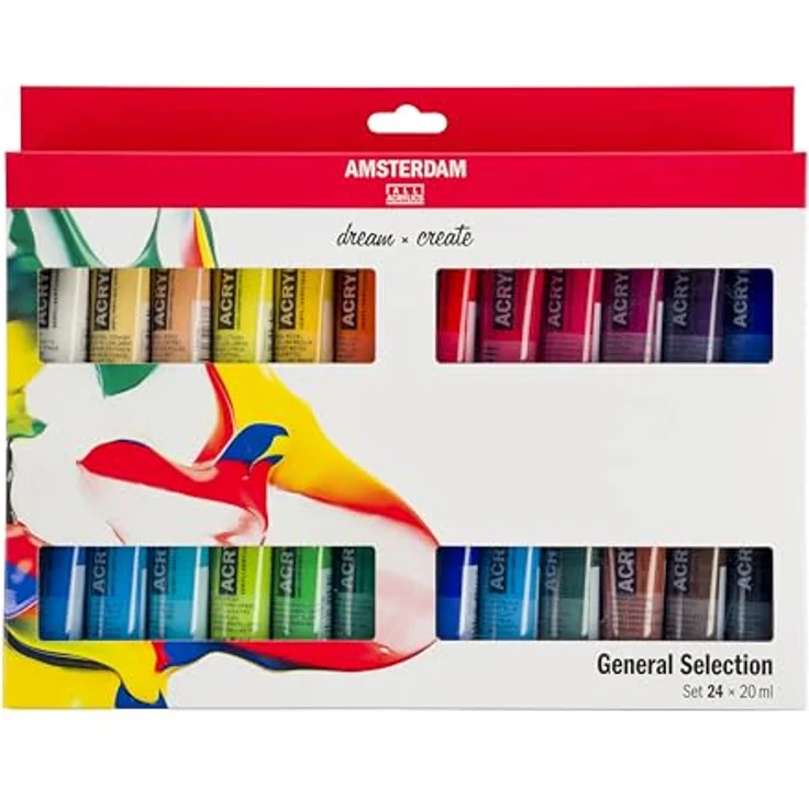 Amsterdam Standard Series Acrylfarben Set für Einsteiger, Farbmischset mit 24 x 20 ml Tuben, ausgewogene Farbpalette und hohe Lichtbeständigkeit – Bild 1