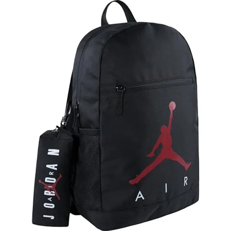 Jordan JAN AIR SCHOOL BACKPACK, Schulrucksack (2-tlg) aus 100% Polyester, sportlich, schwarz, 15 l Volumen, L-Größe
