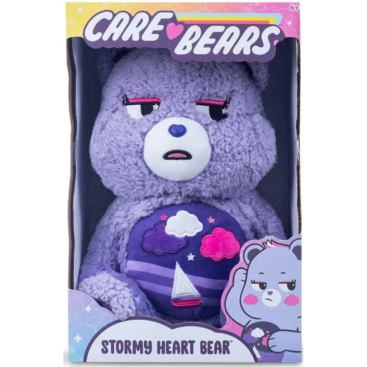 Troetelbeertjes Care Bears Kuscheltier Stormy Heart, 35cm Plüschspielzeug mit detailliertem Belly Badge-Design