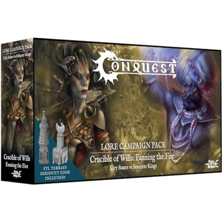 Para Bellum Wargames Conquest: Lore Campaign Pack: Crucible of Wills - Fanning The Fire, Kampagnenbuch mit Miniaturen und Kommandokarten