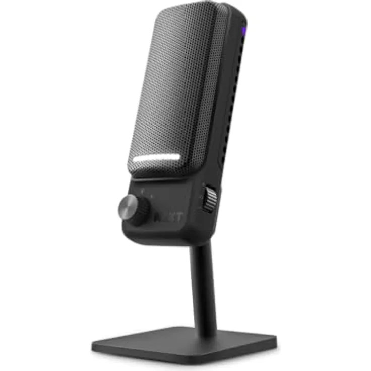 NZXT Capsule Elite USB-Kondensatormikrofon – Studioqualität, Multi-Positions-Design, DTS-Software, RGB-Beleuchtung, Schwarz