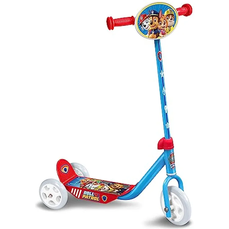 Nickelodeon Paw Patrol 3-Rad Kinderroller Junior Blau/Rot, perfekter Roller für Paw Patrol Fans, mit stabiler 3-Rad Konstruktion und Anti-Rutsch-Fussplatte