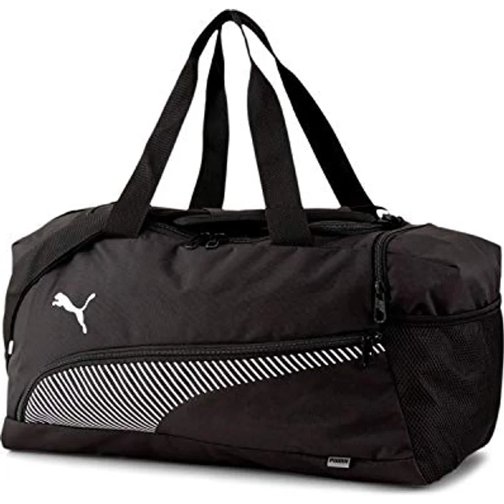 PUMA Sporttasche FUNDAMENTALS SPORTS BAG S, Kindersporttasche mit mehreren Reißverschlussfächern, gepolsterten Trägern und auffälligem PUMA Formstrip, schwarz – Bild 2