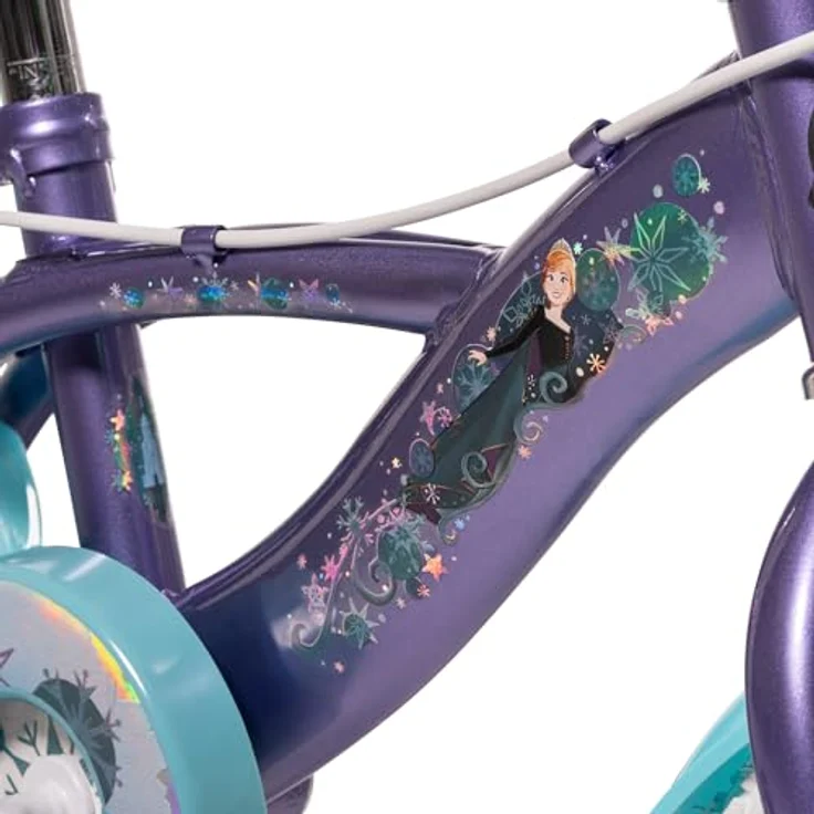 Huffy Disney Frozen Kinderfahrrad, 12 Zoll/30 cm, Metallic-Lila, mit Stützrädern und Puppenträger – Bild 6