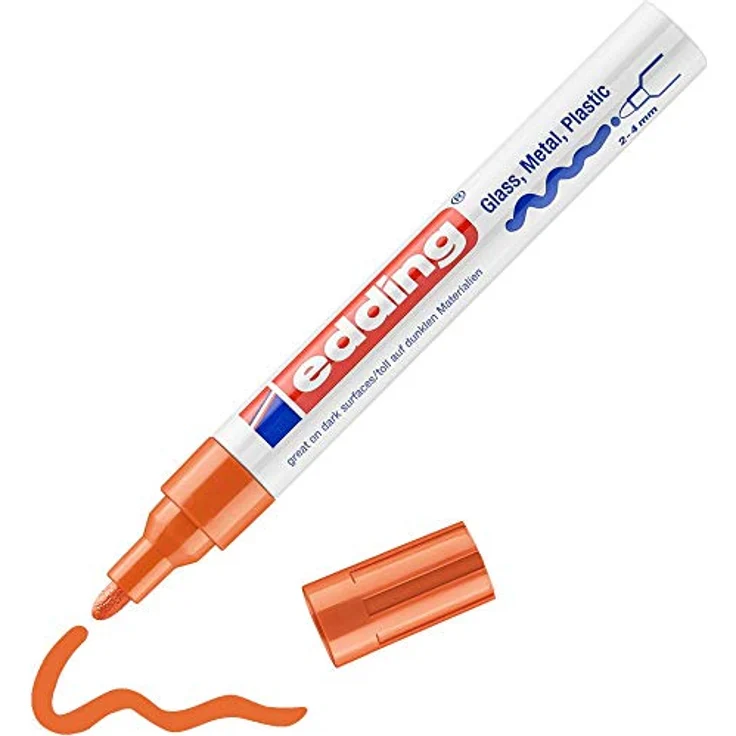 edding e-750 CR paintmarker, Lackmarker in orange für glatte Oberflächen, schnelltrocknend und geruchsarm – Bild 1