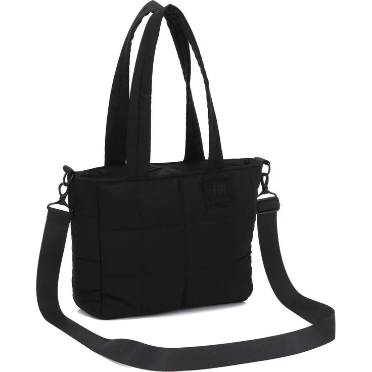 Fillikid Wickeltasche Vienna Small, kompakte Wickeltasche mit elegantem Steppdesign und integriertem Thermofach, Schwarz