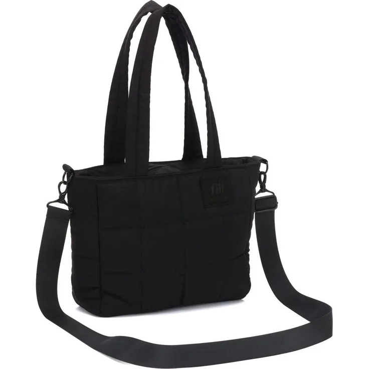 Fillikid Wickeltasche Vienna Small, kompakte Wickeltasche mit elegantem Steppdesign und integriertem Thermofach, Schwarz
