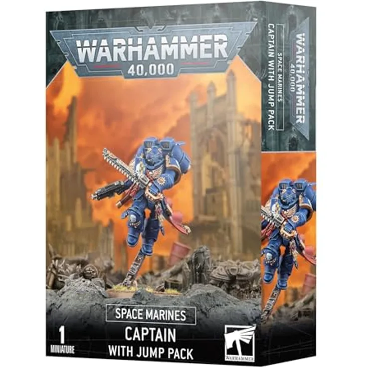 Games Workshop - Warhammer 40.000 - Space Marines: Kapitän mit Jump Pack, Sammelfigur, Schwarz, Ausgabe 2023