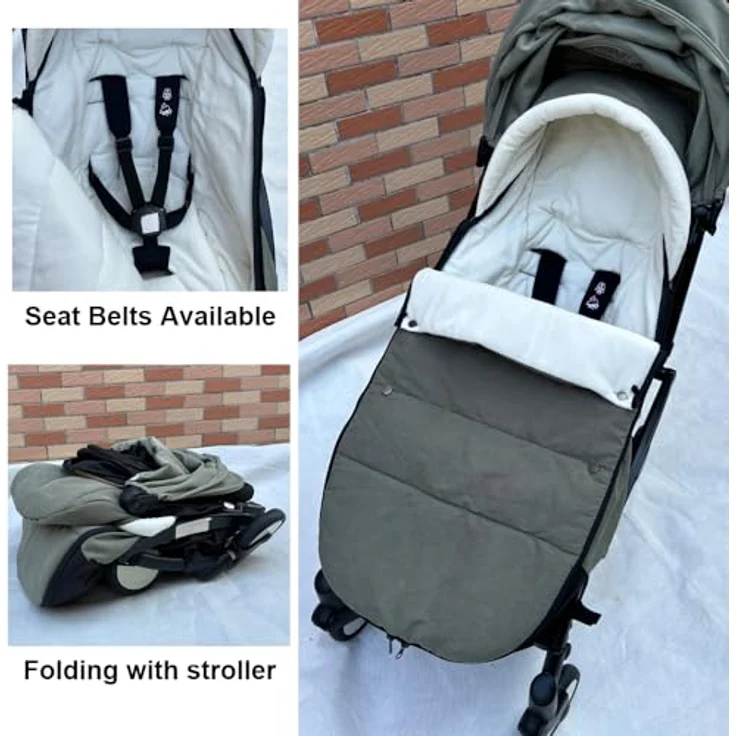 Brogtorl Universeller Kinderwagen-Fußsack, kompatibel mit Babyzen YOYO/YOYO2 & Stokke YOYO3, wind- und kältesicher, leicht zu reinigen (Olive) – Bild 5