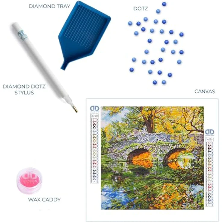 DIAMOND DOTZ 2592171, 5D Diamond Painting Set "Brücke", DIY Diamant-Malerei-Kit mit runden Glitzersteinen, 51 x 51 cm, Schwierigkeitsgrad: schwer, für Erwachsene und Kinder ab 12 Jahren – Bild 5