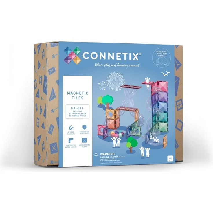 Connetix Magnetspielbausteine Kugelbahn Pastel Ball Run Expansion Pack verstärkte Magnete, 80 Teile, ab 3 Jahren – Bild 1