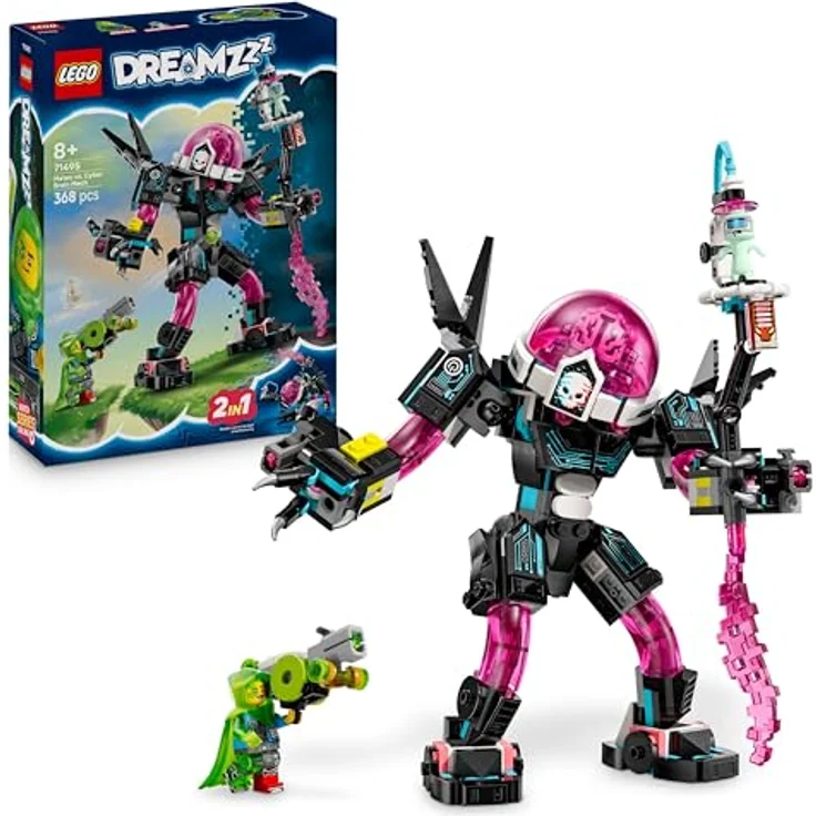 LEGO DREAMZzz 71495 Mateo vs. Cyberhirn-Mech, 2-in-1 Bausatz mit Shooter und Mega-Glibber-Kanone, Mehrfarbig, 368 Teile – Bild 1