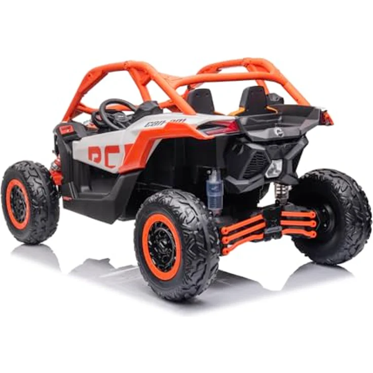 FINOOS CAN-AM Maverick UTV Buggy, Kinder-Elektroauto 2-Sitzer mit 4x4-Antrieb, 24V, orange, Bluetooth, Softstart-Fernsteuerung, LED-Beleuchtung – Bild 3