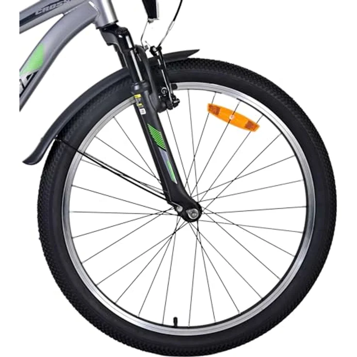 Volare Cross 24", Kinderfahrrad mit Handbremse, Rücktrittbremse, Gepäckträger und LED-Lichtern, dunkelgrau – Bild 4