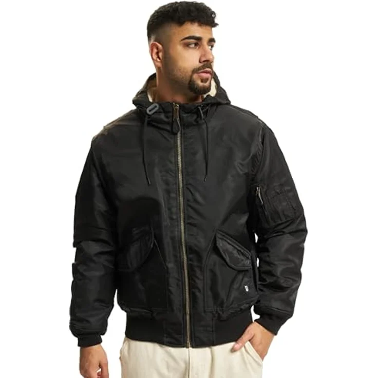 Brandit Herren CWU Jacket hooded, Bomberjacke mit Teddyfell, wind- und wasserabweisend, blau – Bild 2