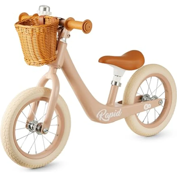 Kinderkraft RAPID2 Laufrad aus Metall, verstellbarer Sitz 33,4-41,3 cm, Retro-Stil für Kinder von 2 Jahren bis 35 kg, mit praktischem Korb, 30 cm Räder