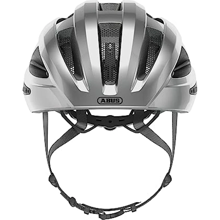 ABUS Rennradhelm Macator - sportiver Fahrradhelm für Einsteiger - auch für Zopfträger/-innen - für Damen und Herren - Silber, Größe L – Bild 2