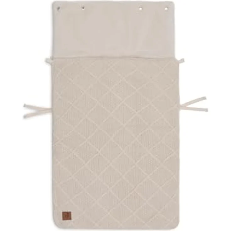 Jollein Fußsack Check Knit, Oatmeal - Fleece gefüttert, für Babyschale & Kinderwagen, Strickmuster, 3-Punkt- und 5-Punkt-Gurt – Bild 5