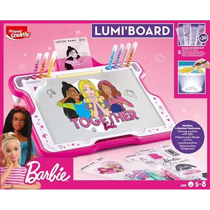 Magni LUMI'BOARD Barbie, Leuchttisch für kreatives Malen mit Malvorlagen und Filzstiften – Bild 3