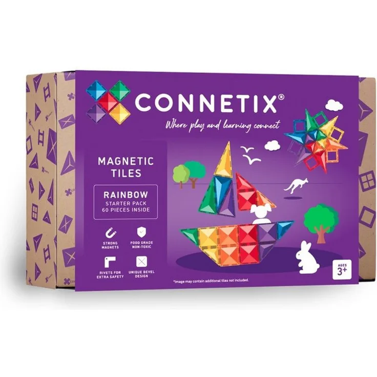 Connetix Magnetspielbausteine Rainbow Starter Pack, verstärkte Magnete pädagogisches Lernspiel, (Open Play, 60 Teile), ab 3 Jahren - Preisvergleich