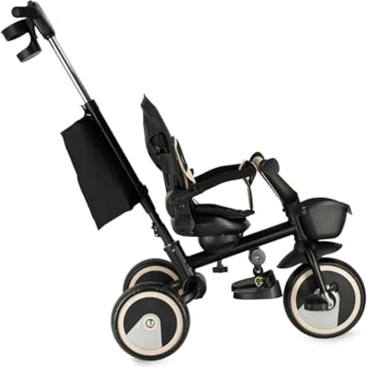 MoMi IVI 3-in-1 Kinderdreirad, beige, mit 360° drehbarem Sitz, Schiebestange & Sonnendach, 3-Punkt-Gurt, PU-Räder – Bild 20