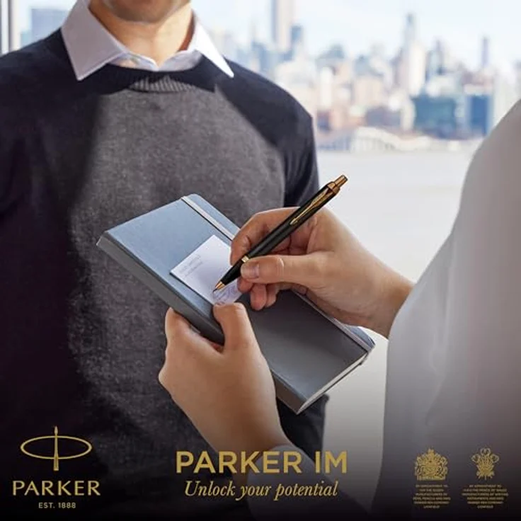 Parker Pen IM Geschenkset, eleganter Schreibstift mit grauem Lack und goldenen Akzenten – Bild 2