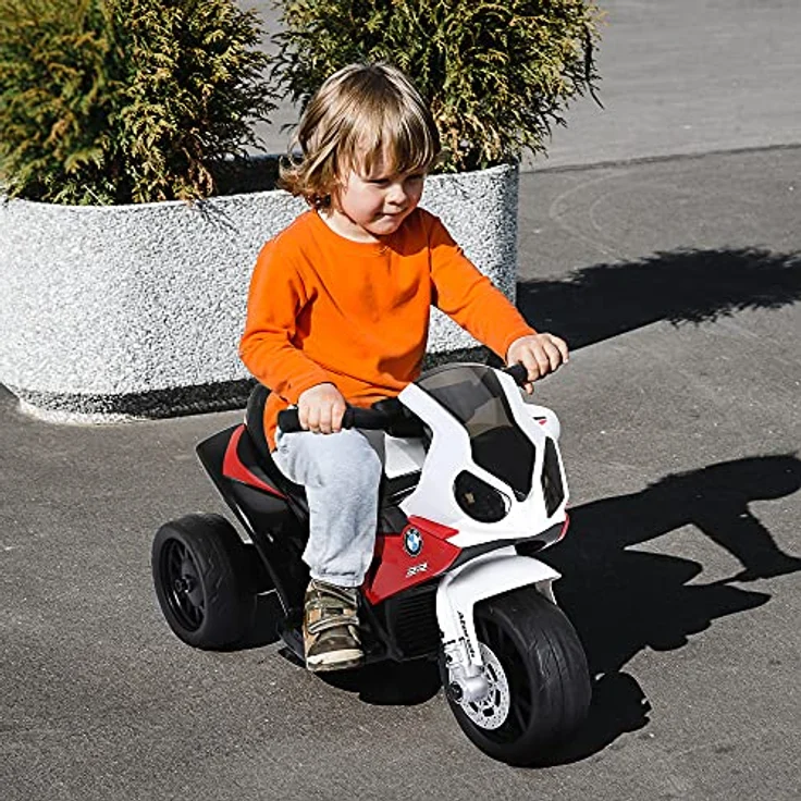 HOMCOM Elektro Kindermotorrad Kinderfahrzeug Elektro-Dreirad mit Akku Rot PP + Stahl 66 x 37 x 44 cm – Bild 3