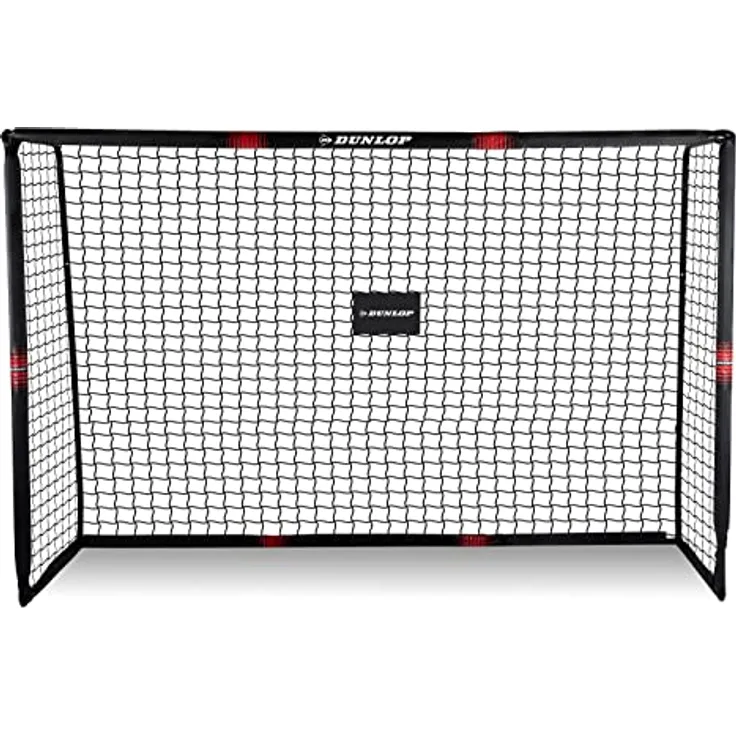 Dunlop Fußballtor - 240 x 160 x 85 cm - Metall - Fußballtrainingszubehör für alle Altersgruppen - Einfache Montage - Schwarz/Rot
