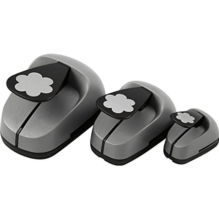 Creativ Stanzer Set, 3-teilig in Größen 25+49+75 mm, Blumenmotiv für Papier und dünnen Karton – Bild 1