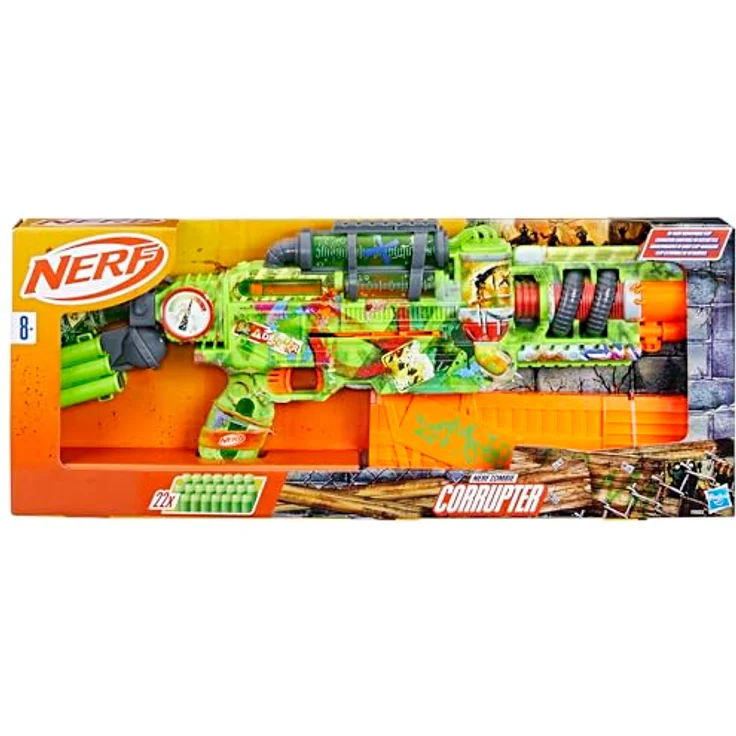 Nerf Zombie Blaster Corrupter, Dart-Repetierer mit 18-Dart-Magazin und buntem Graffiti-Design – Bild 4