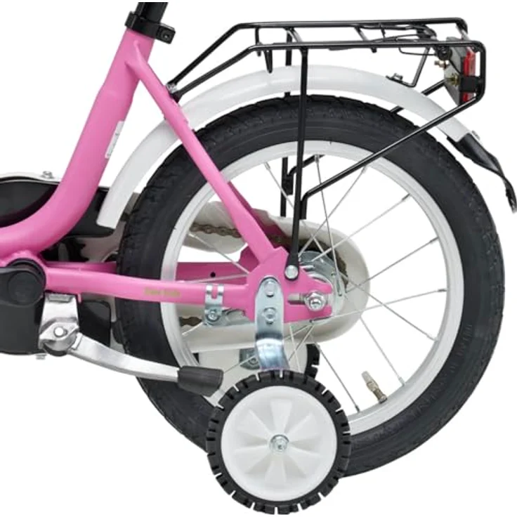 Bachtenkirch Kinderfahrrad Matt Pink 12 Zoll für Mädchen ab 3 Jahre, Rücktrittbremse, Stützräder, Ständer, Glocke, Korb, Gepäckträger – Bild 5