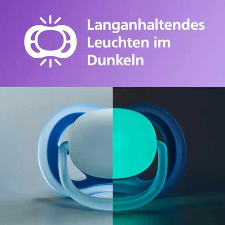 Philips Avent ultra air Nighttime Schnuller, 2er Pack, BPA-frei, atmungsaktiv, leuchtet im Dunkeln, für Babys ab 18 Monaten, inklusive Transport- und Sterilisationsbox (SCF376/23) – Bild 2