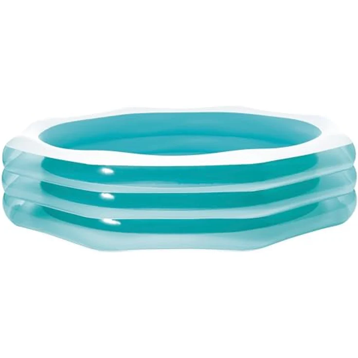 Intex Swim Center Octagonal, aufblasbares Planschbecken in Türkis-Weiß, 254 x 254 x 56 cm, für Kinder ab 6 Jahren, 999 l Wasserinhalt – Bild 3