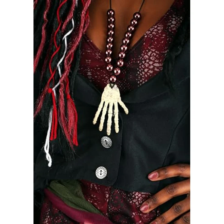 Metamorph Voodoo Mistress Kostüm (M), mystisches Kostüm mit frackähnlichem Mantel, roter Weste und Zylinderhut, inklusive Accessoires – Bild 3