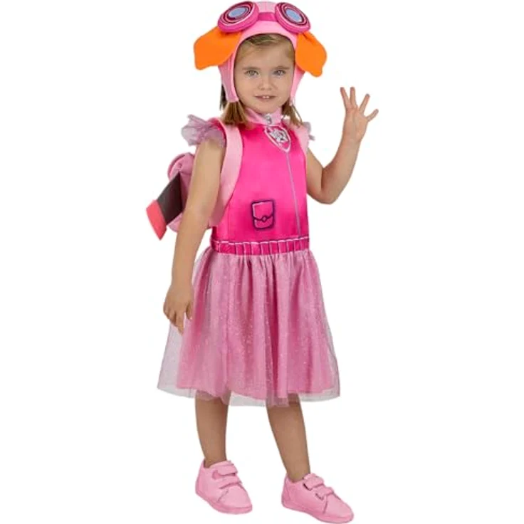 Funidelia | Skye Paw Patrol Kostüm für Mädchen - Größe 2-3 Jahre - Rosa, inkl. Kleid, Rucksack & Mütze – Bild 1