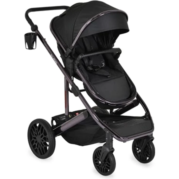 Moni Kombikinderwagen 3 in 1 All Road, umbaubar von Babyschale zu Sportsitz, inkl. i-Size-Autositz, robust, faltbar, grau – Bild 3