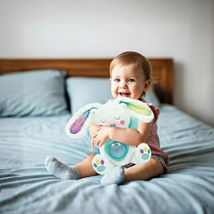 Clementoni 17502 Schneehase mit Nordlicht-Projektion, Babyspielzeug mit Musik und Naturgeräuschen, 33 cm – Bild 4