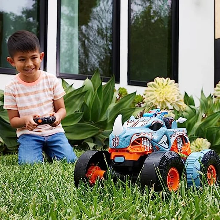 HOT WHEELS Monster Trucks HW ferngesteuerten Rhinomite - umbaubar, 1:12 Monster Truck, Beschleuniger für 1:64 Monster Trucks, Allround-Fernsteuerung, für Kinder ab 6 Jahren, HPK27 – Bild 3