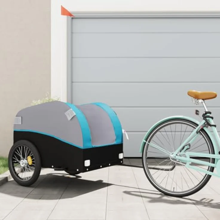 vidaXL Fahrradkinderanhänger, schwarz und blau, robustes Material, maximale Zuladung von 45 kg – Bild 2
