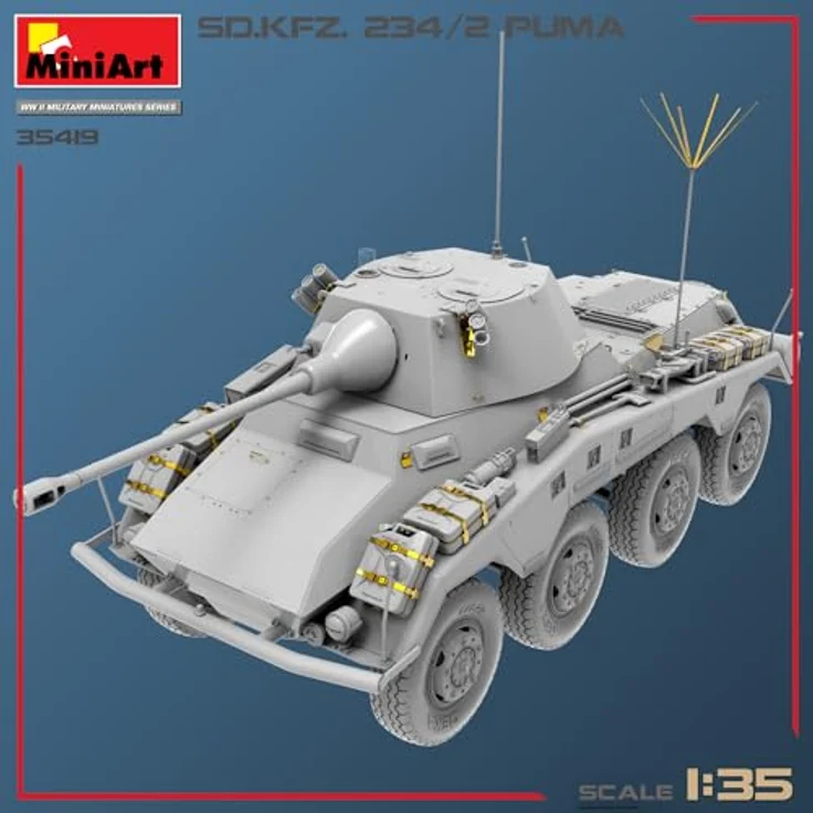Other 1:35 Sd.Kfz.234/2 Puma, Modellfahrzeug mit beweglichen Kettengliedern und 6 Varianten-Optionen – Bild 10