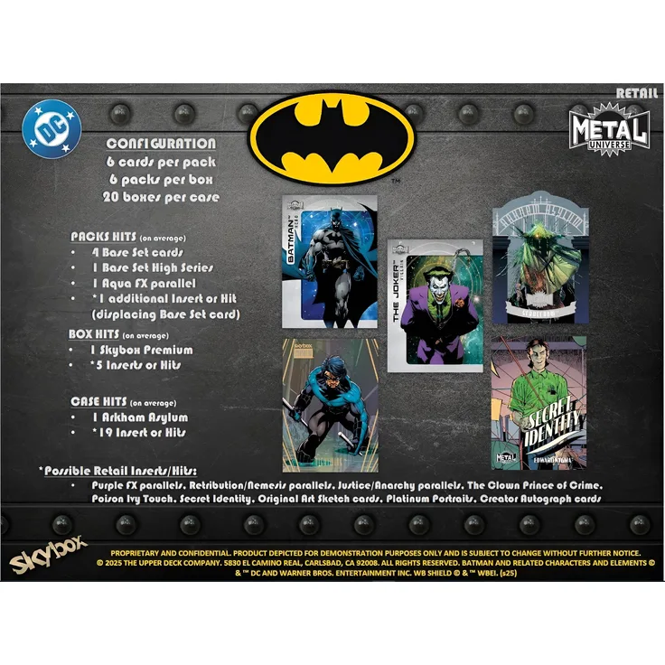 Upper Deck Skybox Metal Universe Batman Trading Cards Blaster, Sammelkarten mit geätzten Goldfolienkarten und 3D-Lentikular-Karten
